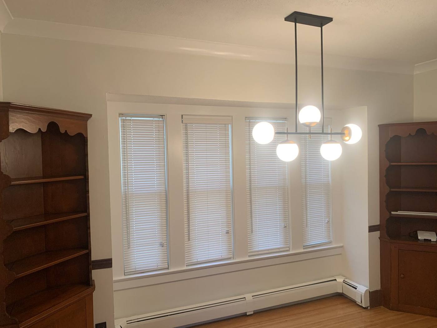 Dining room with white trim